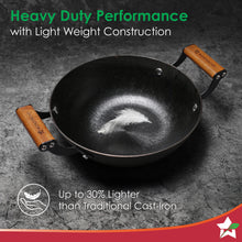 Load image into Gallery viewer, Pre-Seasoned Ferro Light 24cm Kadhai | 2.3L | Acacia Wooden Handles | Gravity Moulding Technology | No Chemical Coating |10 Year Warranty